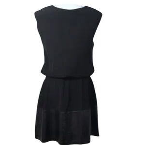 Vince Elegant Black Lamb Leather Sleeveless Dress